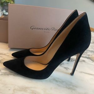 gianvito rossi 105 black suede pump size 39